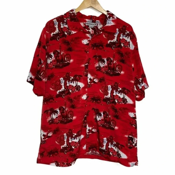 Redsand XL Red dice poker print‎ “Lucky” gambling short sleeve Hawaiian shirt - Picture 1 of 7